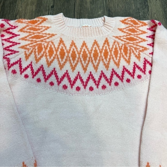 Cat & Jack Cozy Light Pink Colorful Pattern Crewneck Sweater Knit Size XL 14/16 - Picture 8 of 10